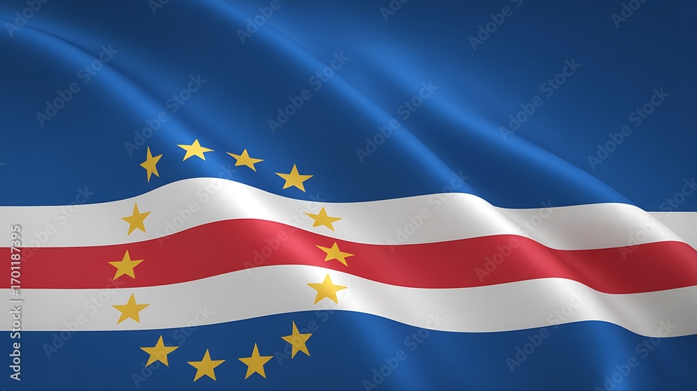 Naklejka premium Waving flag of cape verde with stars