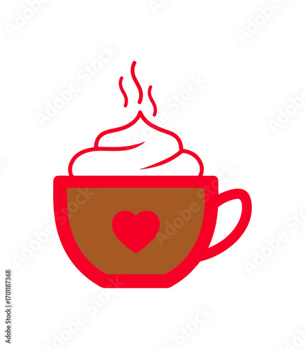 Whipped cream hot beverage in cup graphic design