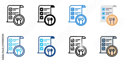 Nutrition Planning icon set multiple style collection 
