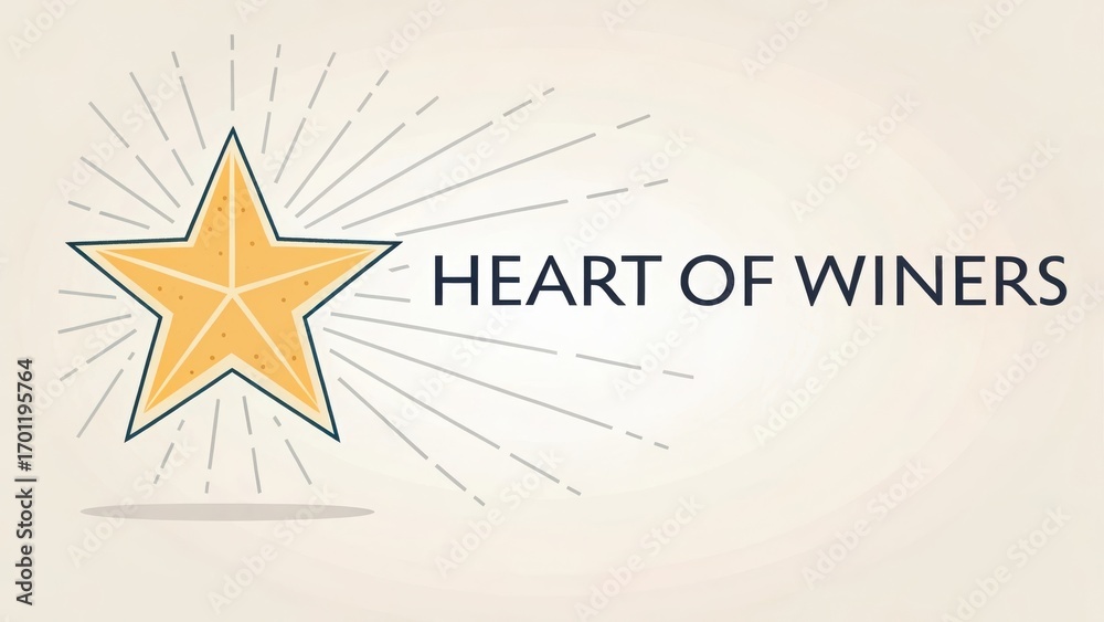Obraz premium Golden Star on Cream Background with Heart of Winers Text