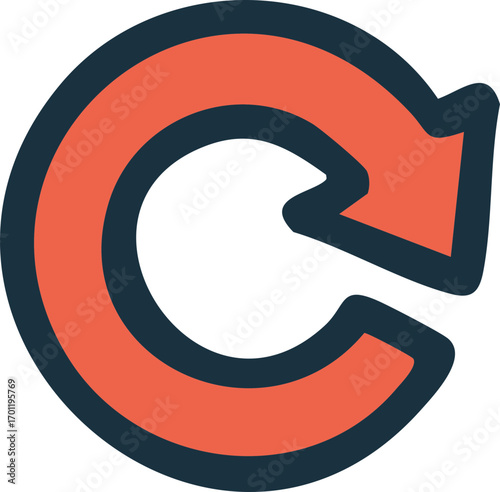 Circular arrow symbol representing refresh or reload action for digital interfaces.
