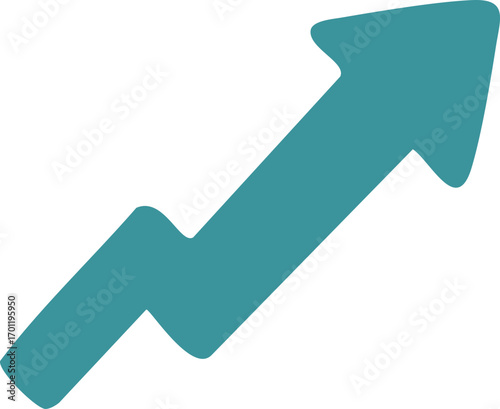 Hand drawn teal arrow pointing up for growth and success.