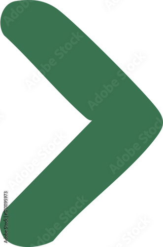 Hand drawn green right arrow symbol illustration.