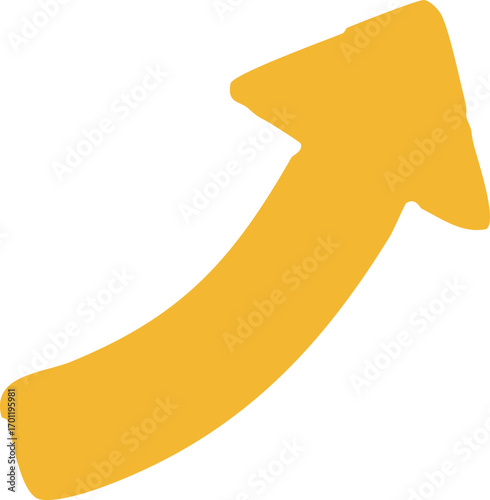 Hand drawn yellow curved arrow pointing upwards.