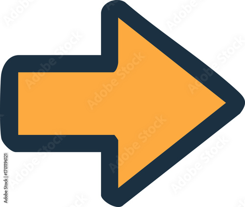 Right Arrow Icon Directional Symbol with Bold Outline.