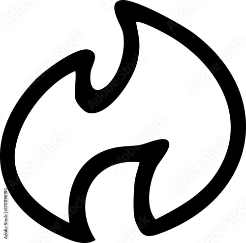Simple black outline of a stylized flame icon illustration.