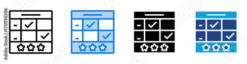 Rubric icon set multiple style collection