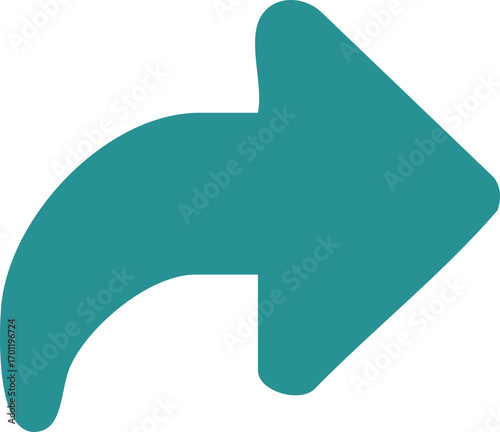 Teal curved arrow pointing to the right side.
