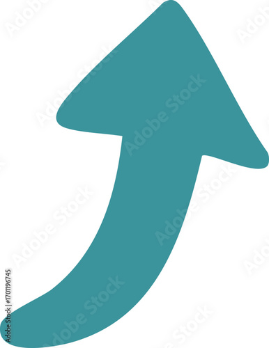 Upward pointing arrow symbol in teal color representing growth and progress.