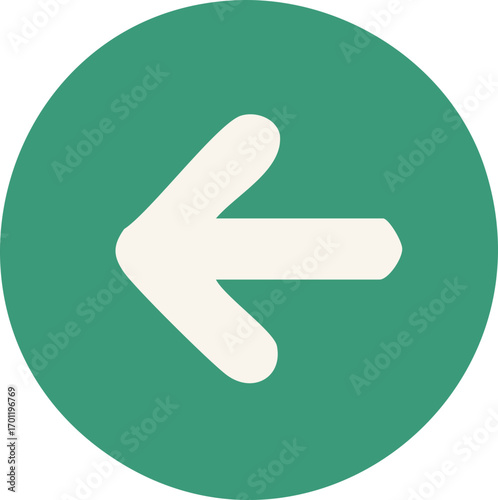 White arrow pointing left inside a green circle.