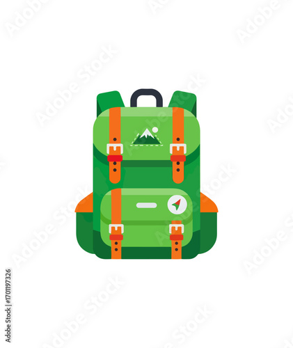 Green hiking backpack illustration