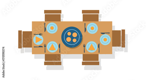 Table setting top view illustration