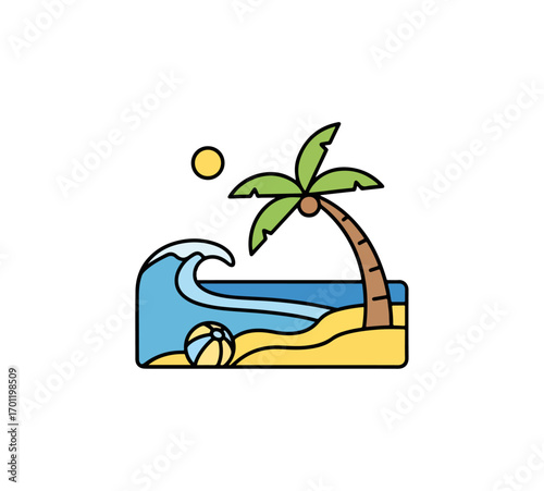 Beach scene illustration