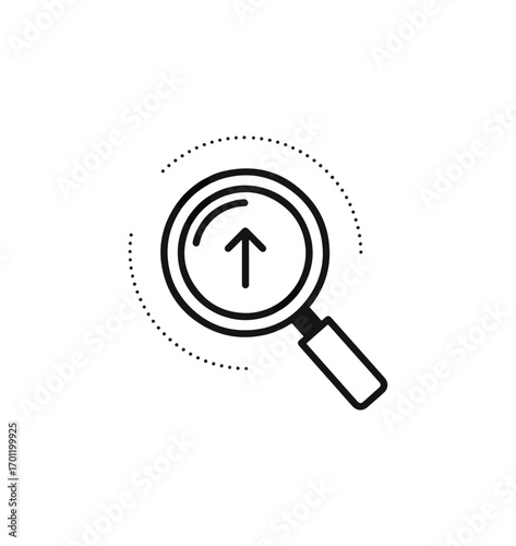 Magnifying glass with upward arrow