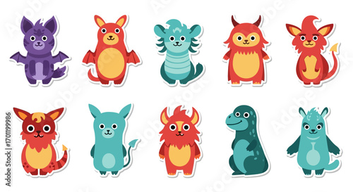 Adorable cartoon monster characters set for children.