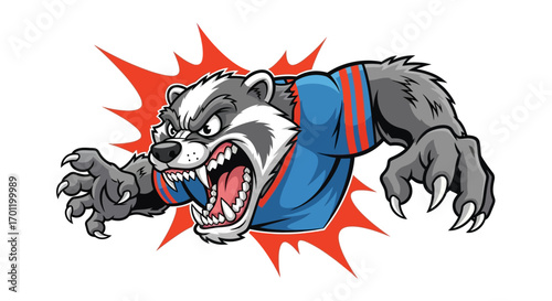 Angry Badger Mascot Ready to Pounce.