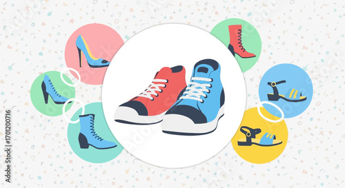 Collection of Diverse Footwear Styles Showcasing Variety.