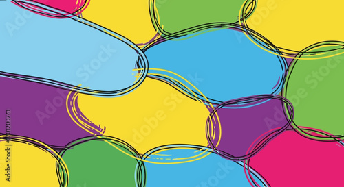 Colorful Abstract Hand Drawn Blob Shapes Background.