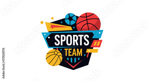Colorful Sports Team Logo with Balls.