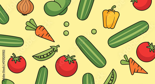 colorful vegetable pattern design.
