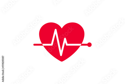 Red heart with cardiogram