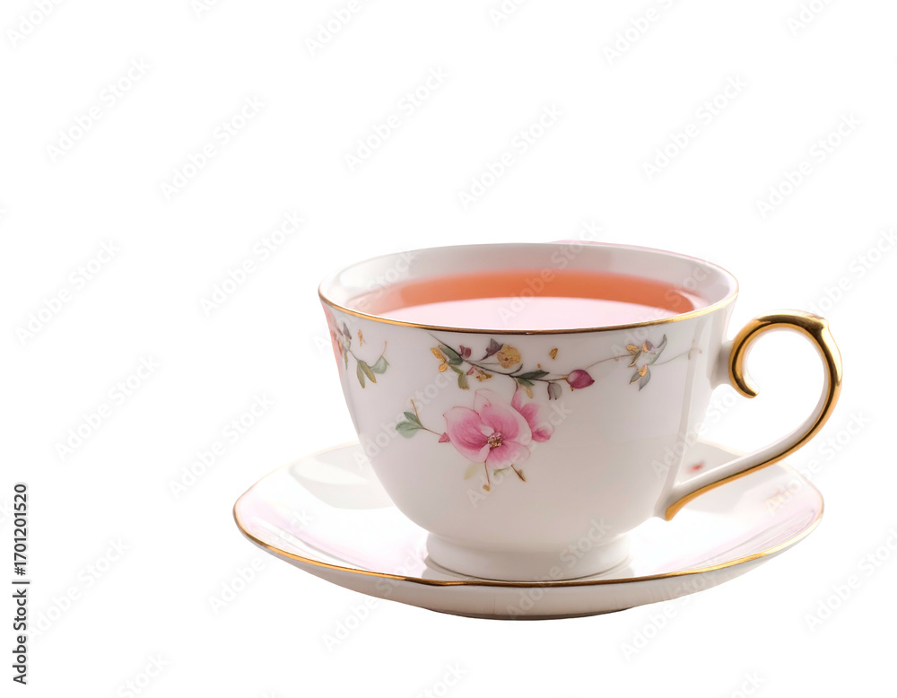 Fototapeta premium Floral tea cup and saucer