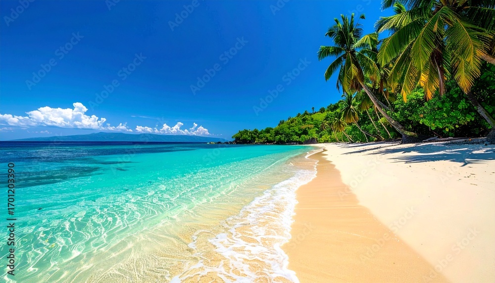 Fototapeta premium Tropical White Sand Beach with Clear Blue Sea