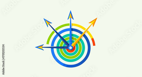 Time management concept with target and arrows representing focus.