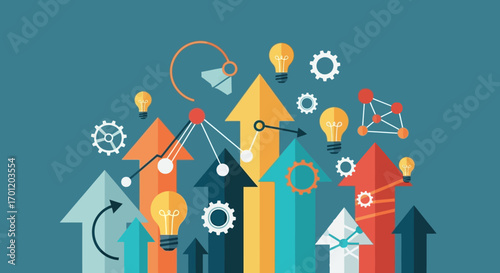 Upward arrows symbolizing growth strategy and business success.