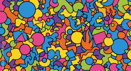 Vibrant Abstract Shapes and Forms Collage.