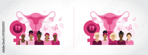 Menopause awareness month or day concept focusing on africa or both black and white women in western countries