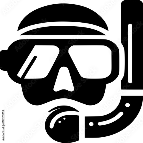 Scuba Diver Silhouette: A sleek, monochrome depiction of a scuba diver, embodying the spirit of underwater exploration, highlighting essential equipment, and the allure of marine adventures.