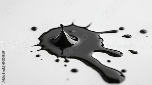Wallpaper Mural Black liquid splash with a drop on a white surface Torontodigital.ca