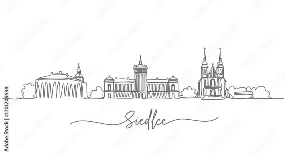 Obraz premium Siedlce with Poland City skyline outline.