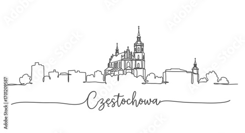 Czestochowa Poland Line Art Skyline.
