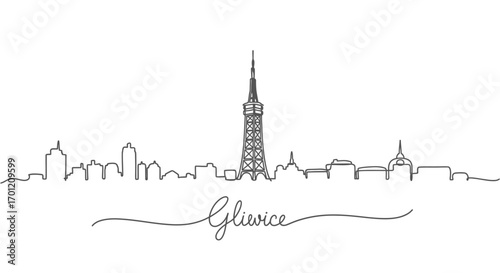 Gliwice Skyline Poland Landmark Outline.