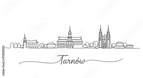 Tarnw with Poland Skyline Cityscape outline.
