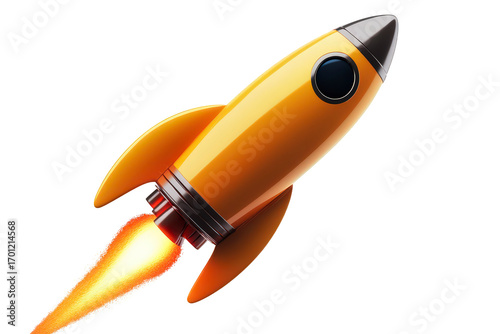The rocket is the main focus of the image
