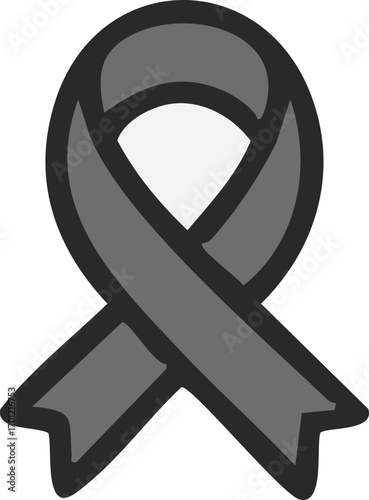 Gray Awareness Ribbon Symbol Image.