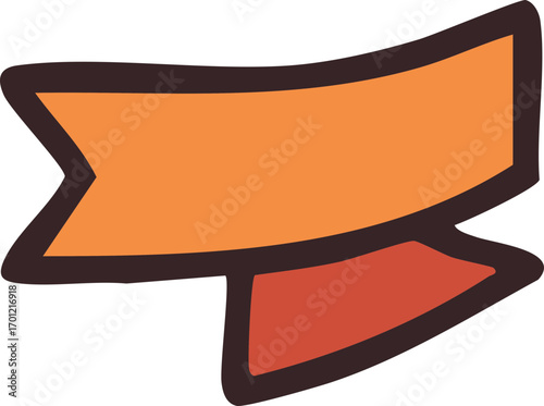 Simple Orange and Red Ribbon Banner Graphic Element.