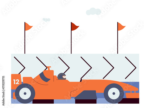 Playing karting on the race track. Extreme Sports illustration. Flat vector illustration concept.
