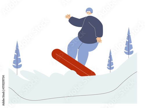 Fun snowboarding when winter comes. Extreme Sports illustration. Flat vector illustration concept.