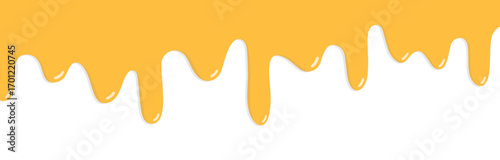 Melt flowing down caramel on white background.