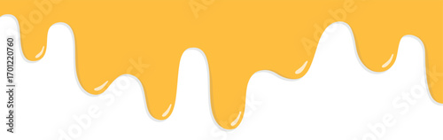 Melt flowing down caramel on white background.