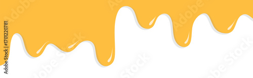 Melt flowing down caramel on white background.
