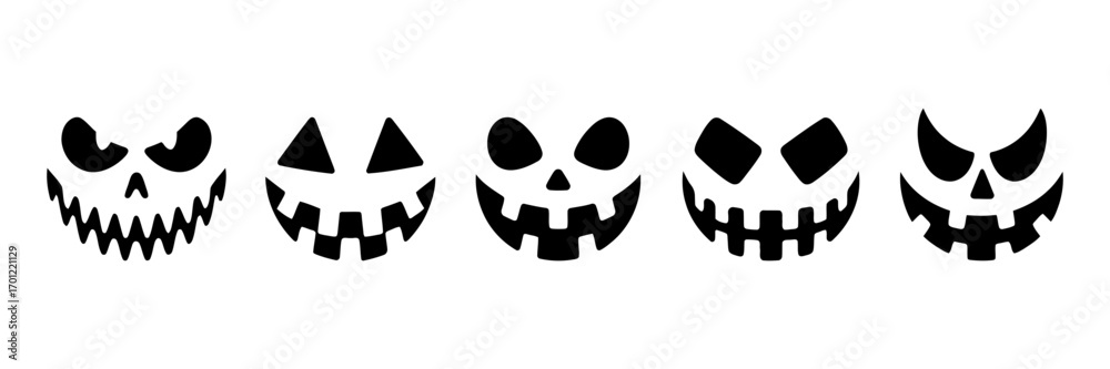 Fototapeta premium spooky halloween pumpkin. set of pumpkin