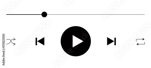 icon media music player in vector. modern playback of music application. multimedia navigation on smartphone device. Vector 10 eps.vector illustration of an electric guitar