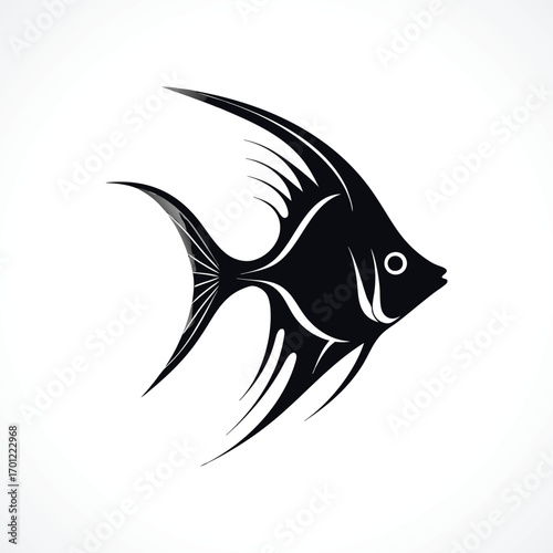 fish logo Stylized Black Angelfish Silhouette Design