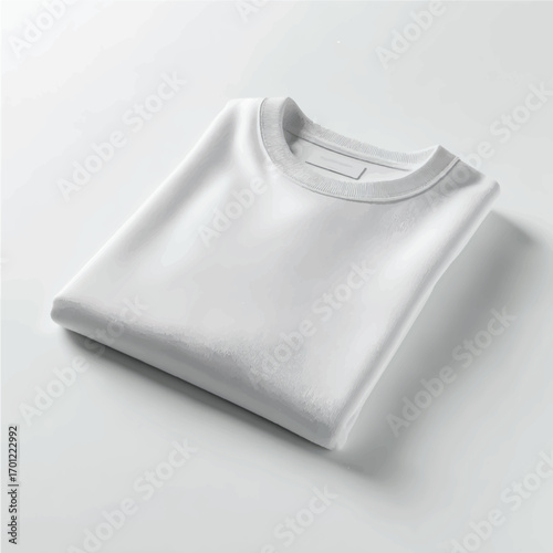 Vector art of folded white tshirt, angled view of a garment