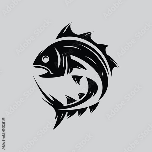 Fish logo Stylized Black Angelfish Silhouette Design